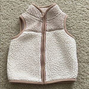 Carter’s Cream Sherpa Zip Vest with Tan Trim - 12m